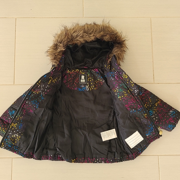 Girl's Winter Puffer Jacket Size 2T Multi-Color, S. Rothschild 1881, Faux Fur - Picture 2 of 4